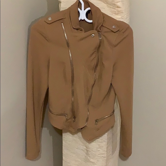 Asymmetrical Blazer w/ Zippers - Tan - Picture 1 of 1